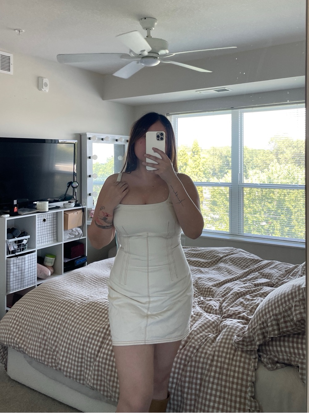 BDG Beige/Tan Bodycon Denim Mini Dress